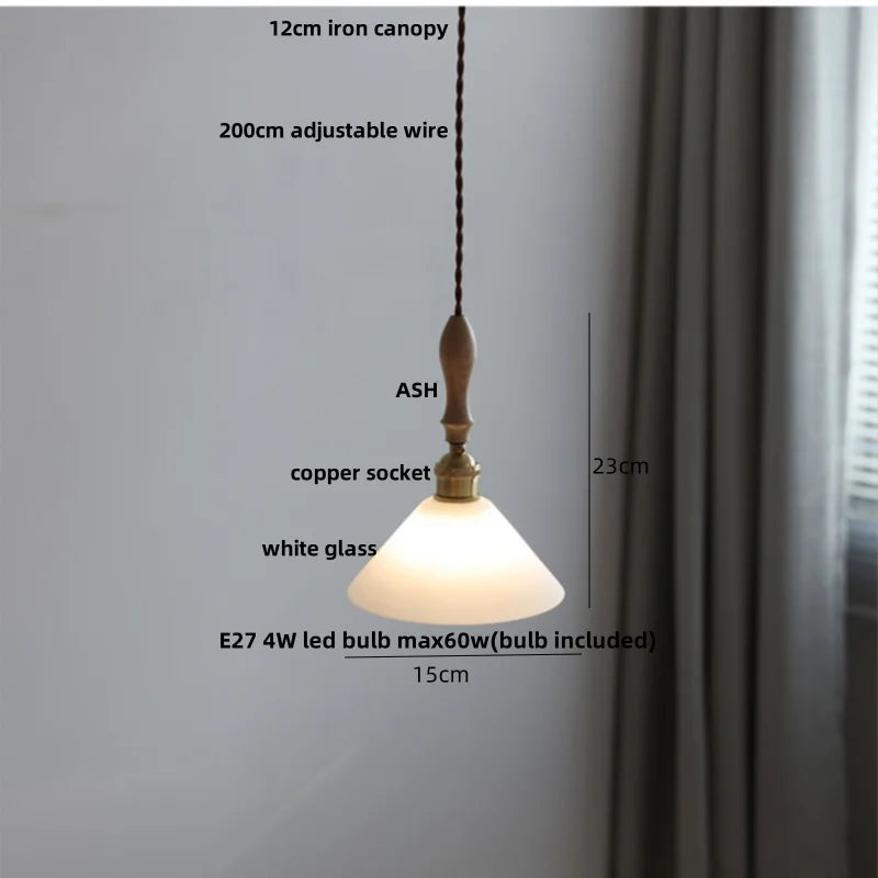 DecorBites™ Ceramic LED Pendant Lights with Ash Wood Nordic Design