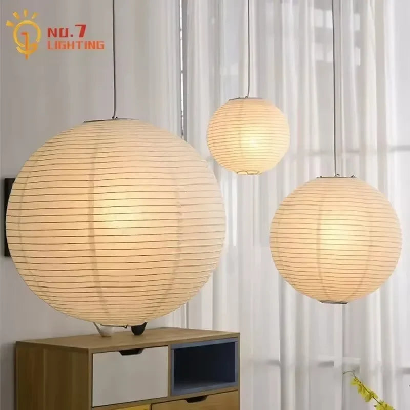 DecorBites™ مصباح معلق ياباني وابي سابي LED E27 سقف ورق الأرز معلق من نوجوتشي أكاري