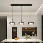 Modern Black Glass Multi-Pendant Chandelier With Remote