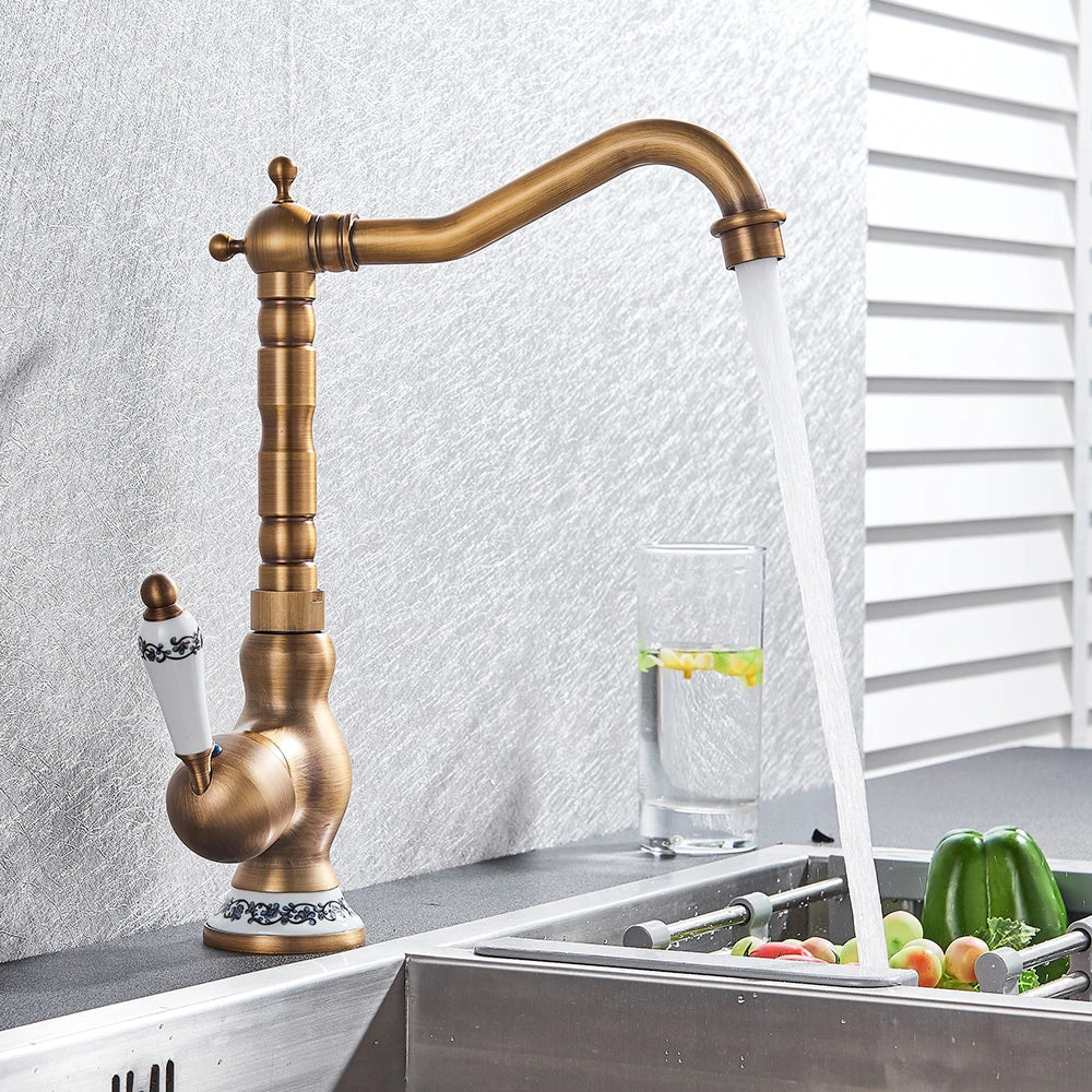 DecorBites™ Black Brass Faucet Single Handle 360 Rotate Basin Mixer Taps