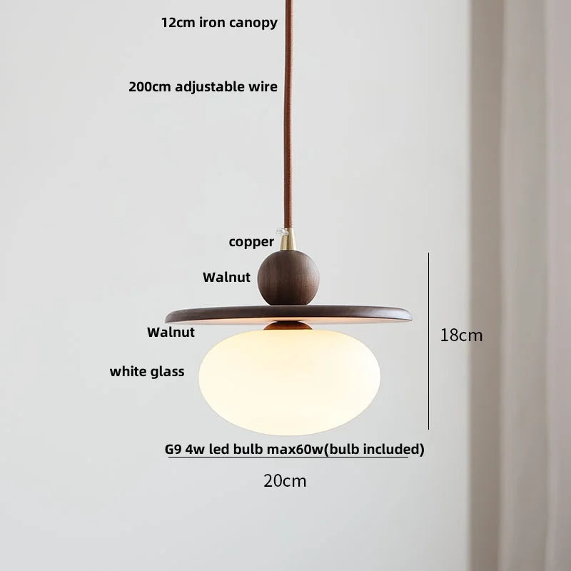 DecorBites™ Amber Glass LED Pendant Light - Modern Nordic Design with Iron Base