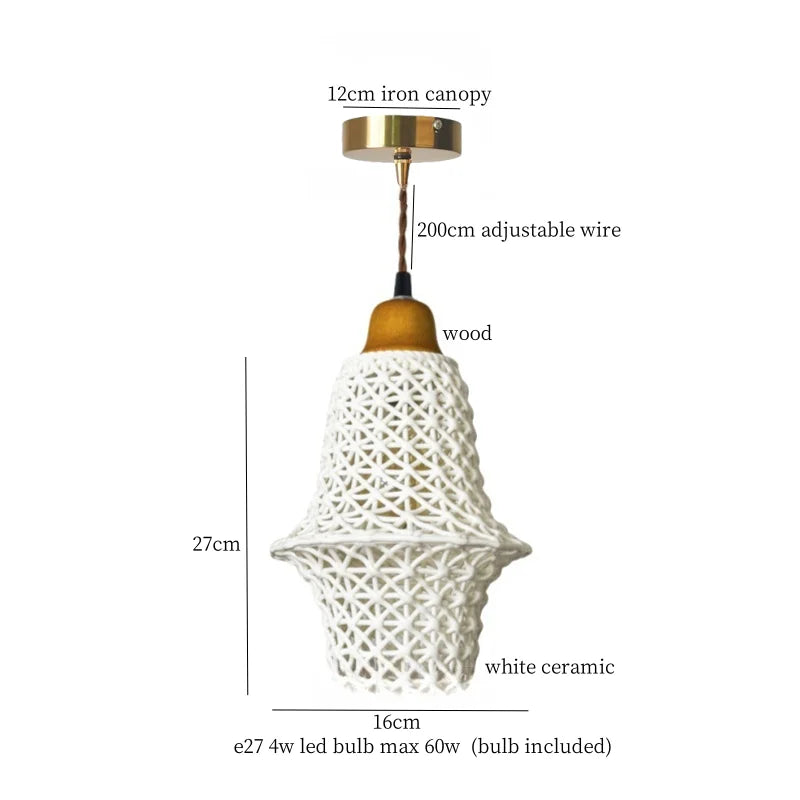 DecorBites™ French Minimalism Ceramic LED Pendant Light for Home Decor