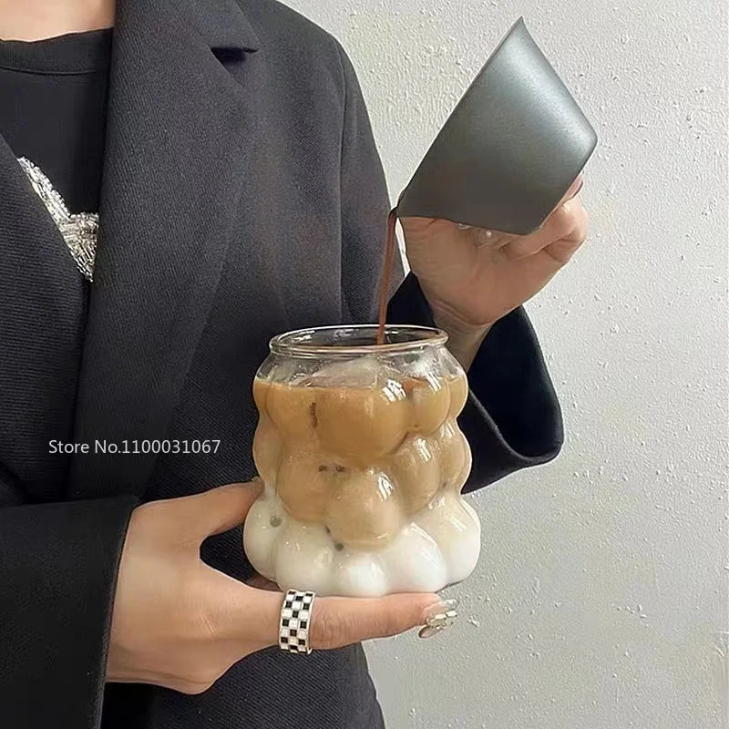 طقم أكواب DecorBites™ الزجاجية المقاومة للحرارة بتصميم عنقود العنب: أكواب شرب شفافة للقهوة والشاي والعصير والبيرة