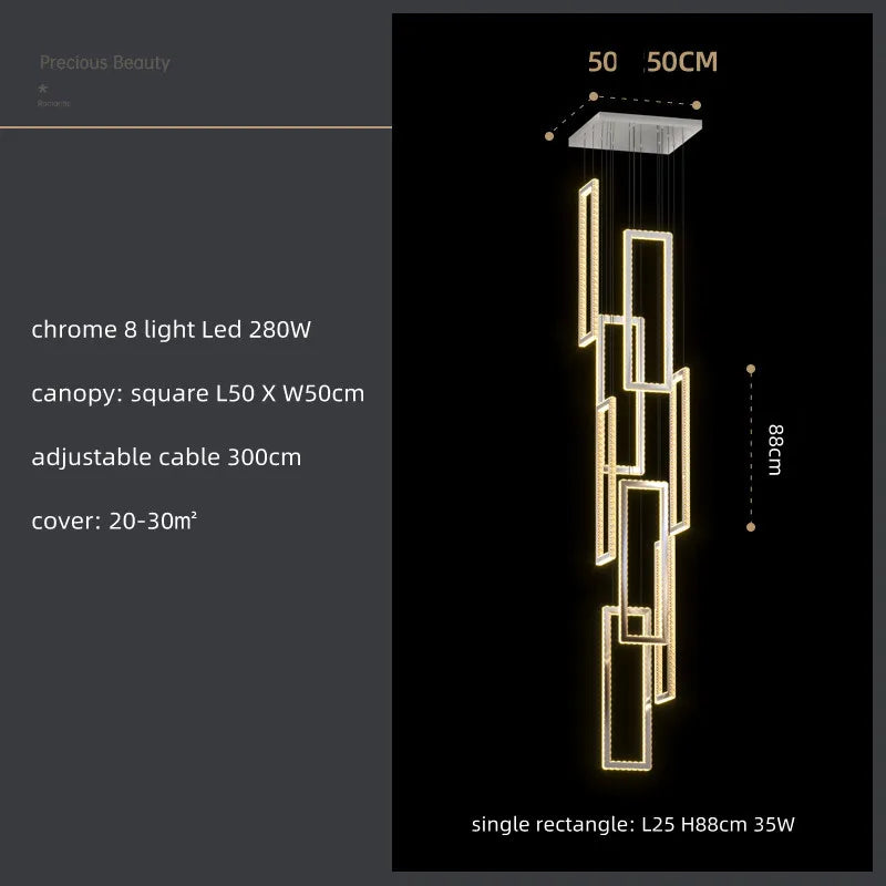 DecorBites™ Crystal LED Pendant Light Luxury Stairs Lustre Modern Lighting Fixture