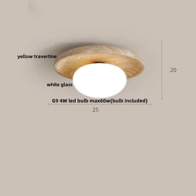 DecorBites™ LED Ceiling Lamp Natural Yellow Travertine Walnut Wood Ceiling Lights