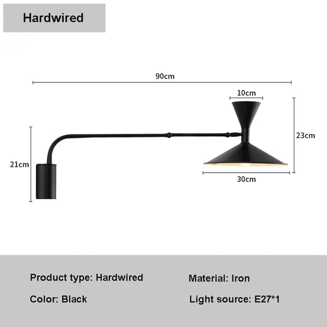 DecorBites™ Adjustable Long Arm Wall Lamp for Reading, Bedroom, LED Minimalist Swing Lighting