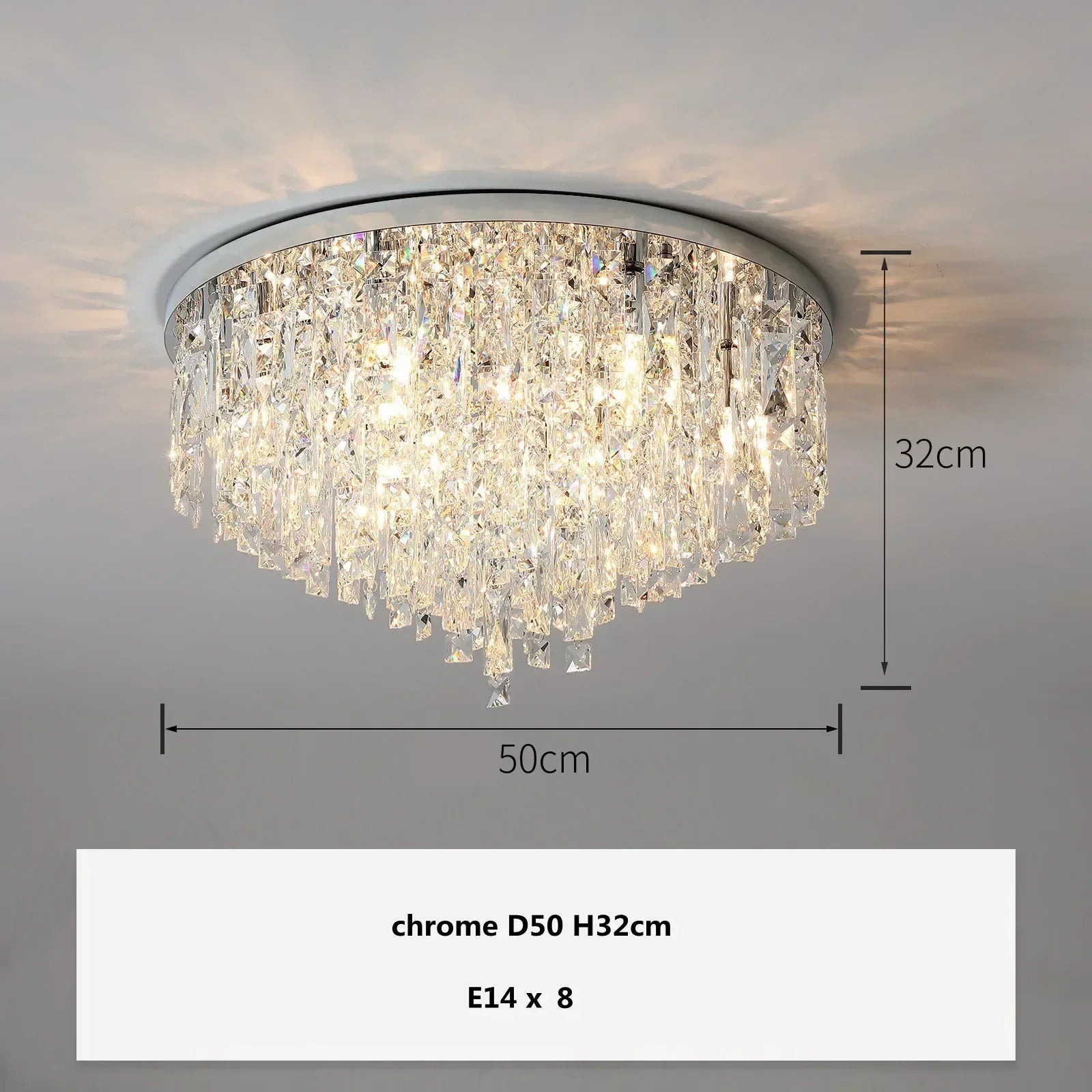 DecorBites™ Crystal Steel LED Ceiling Chandelier, Modern Art Deco Lighting Fixture