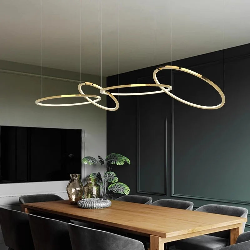 DecorBites™ Gold Round Ceiling Chandelier - Elegant Dining Room Hanging Lamp