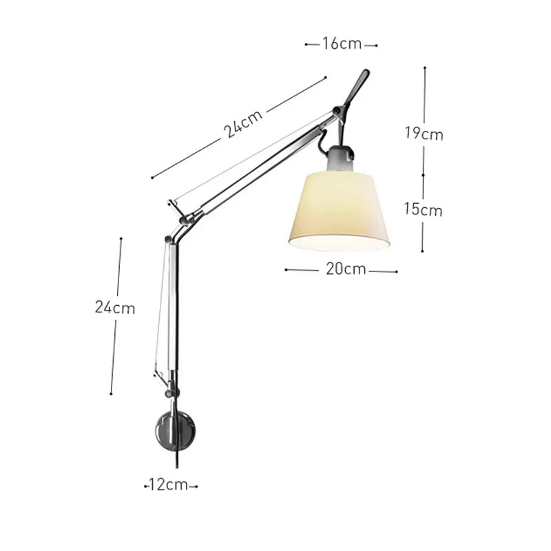 DecorBites™ Adjustable Aluminum Wall Lamp with Long Swing Arm for Bedside & Study