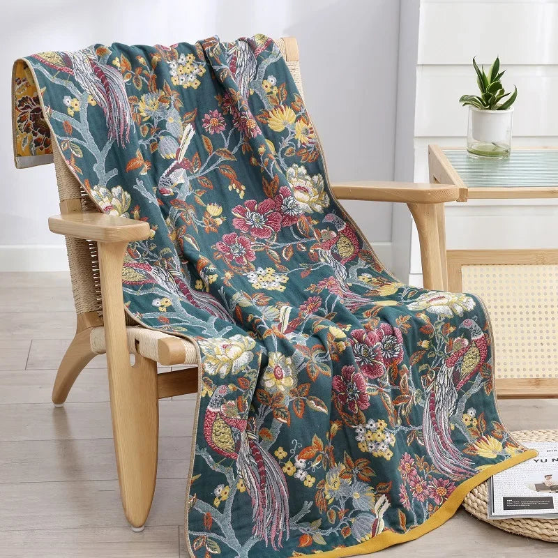 DecorBites™ Cotton Gauze Floral Adult Bath Towel - Quick-Dry & Soft