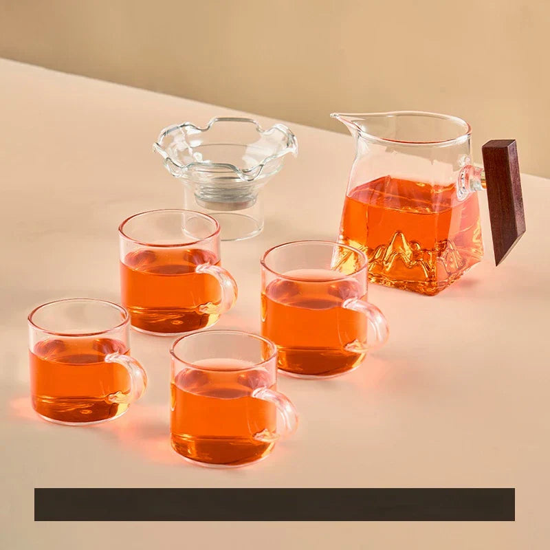 طقم كوب شاي زجاجي كونغ فو من DecorBites™ بمقبض وفلتر، 350 مل
