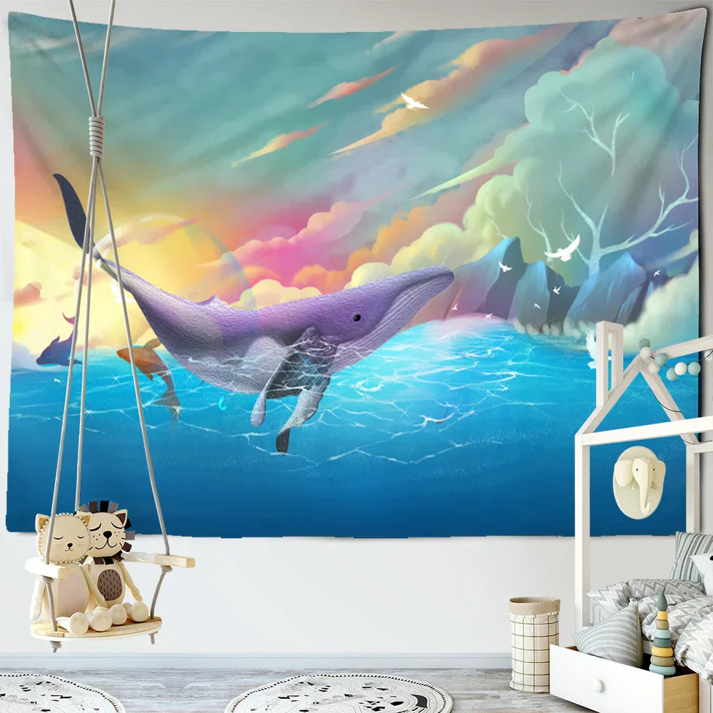 DecorBites™ Dream Whale Tapestry Wall Hanging for Kids Room and Home Decor