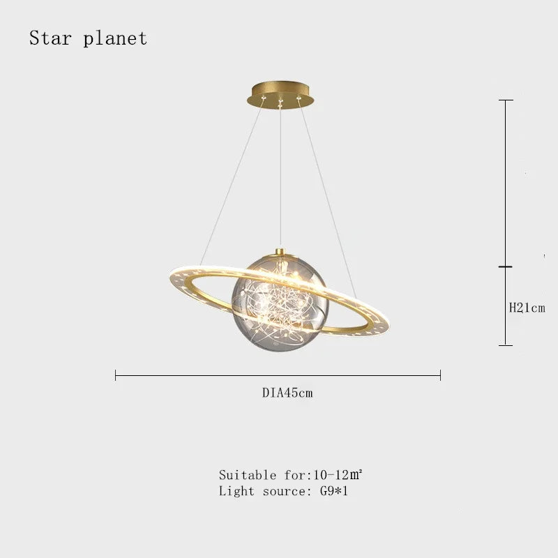 DecorBites™ Children'S Space Star Astronaut LED Pendant Lamp for Boys Room, Acrylic Indoor Decor