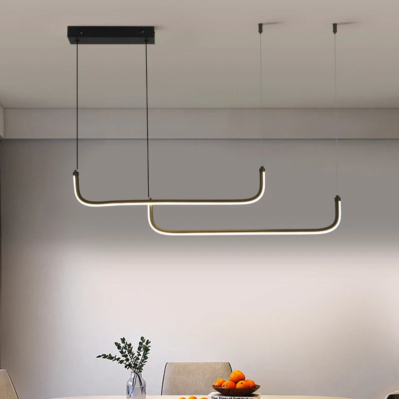 Modern Gold Linear LED Pendant Light