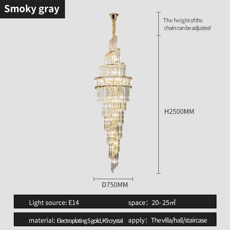DecorBites™ Crystal Hollow Chandelier LED Light for Modern Luxury Living Room Loft