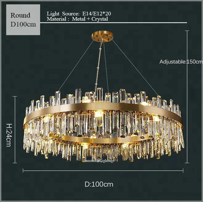 ثريا بيضاوية كريستالية LED من DecorBites™ لإضاءة غرفة الطعام