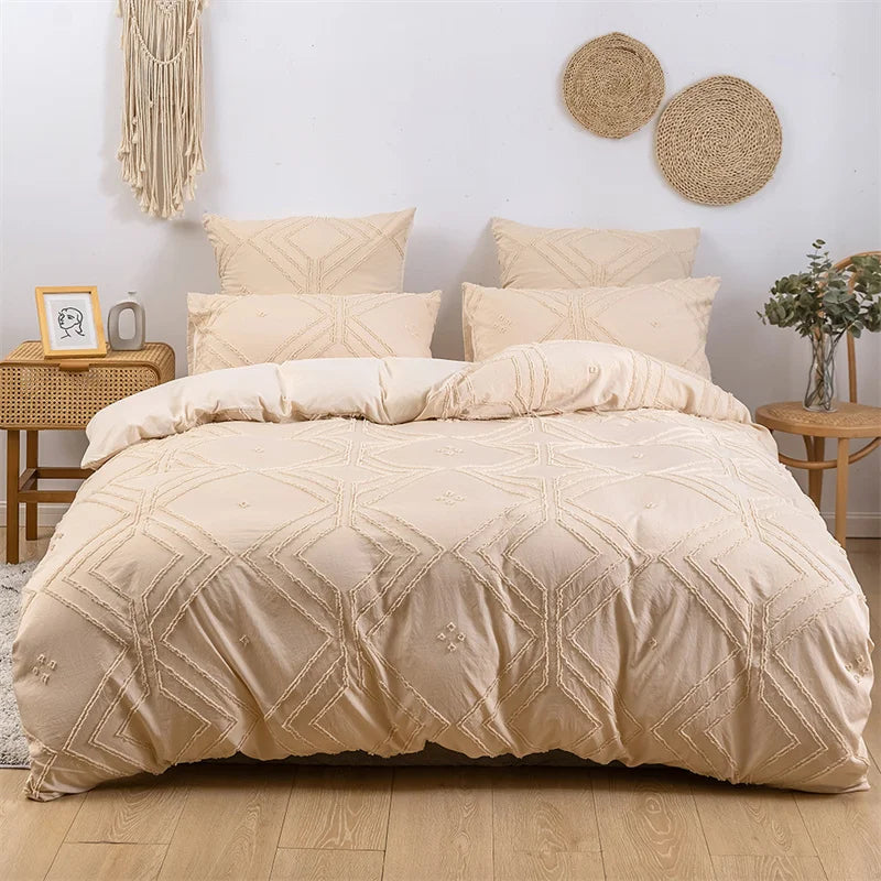 DecorBites™ طقم غطاء لحاف أزهار مقطوعة هندسية بحجم كينج من مفروشات عالية الجودة