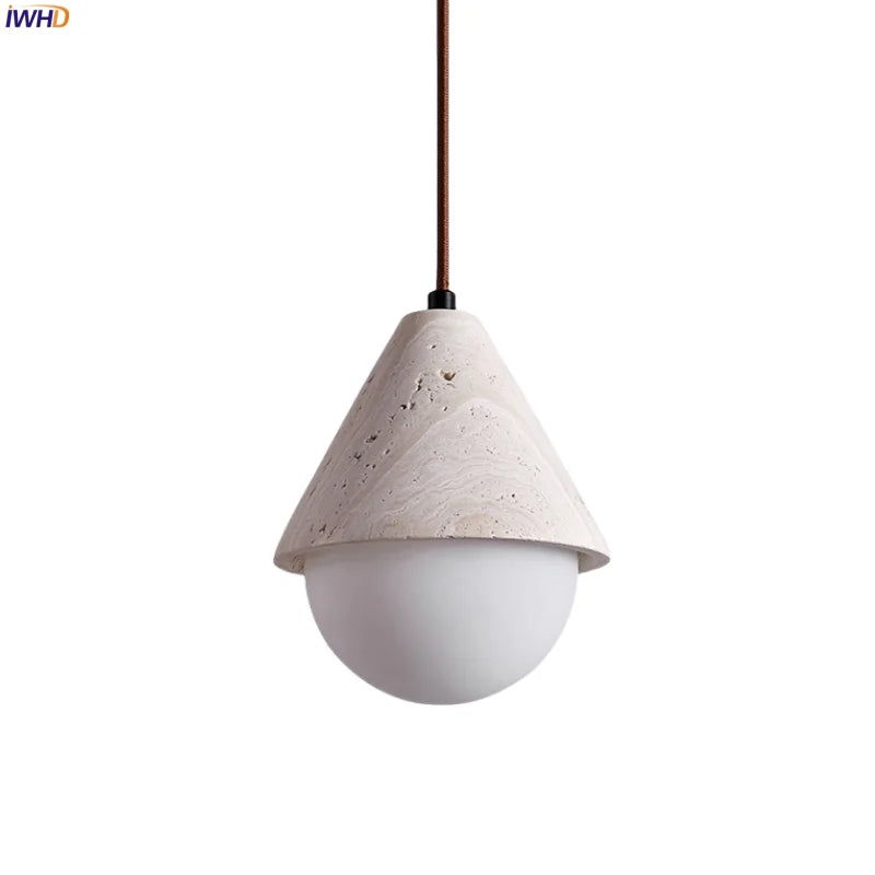 DecorBites™ مصباح قلادة LED حجري إبداعي من الترافرتين الأصفر بتصميم نورديك بسيط معلق