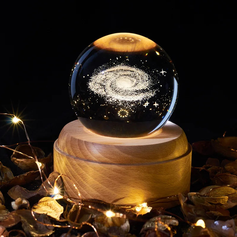 DecorBites™ Crystal Ball Music Box: Rotating Light Projection, Birthday & Valentine's Day Gift