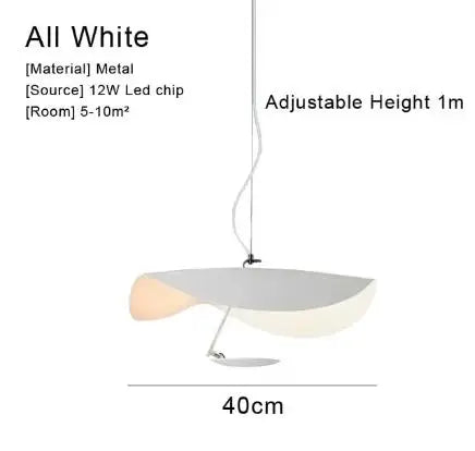 DecorBites™ Lederam Manta Pendant Lamp - Industrial Retro Design, White & Black.