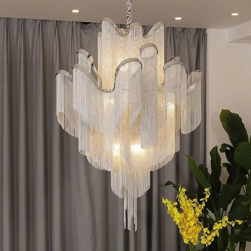 ثريا سقف LED بوهيمية بتصميم زهور من DecorBites™ لغرفة المعيشة والسلالم - إضاءة معلقة أنيقة للفيلا