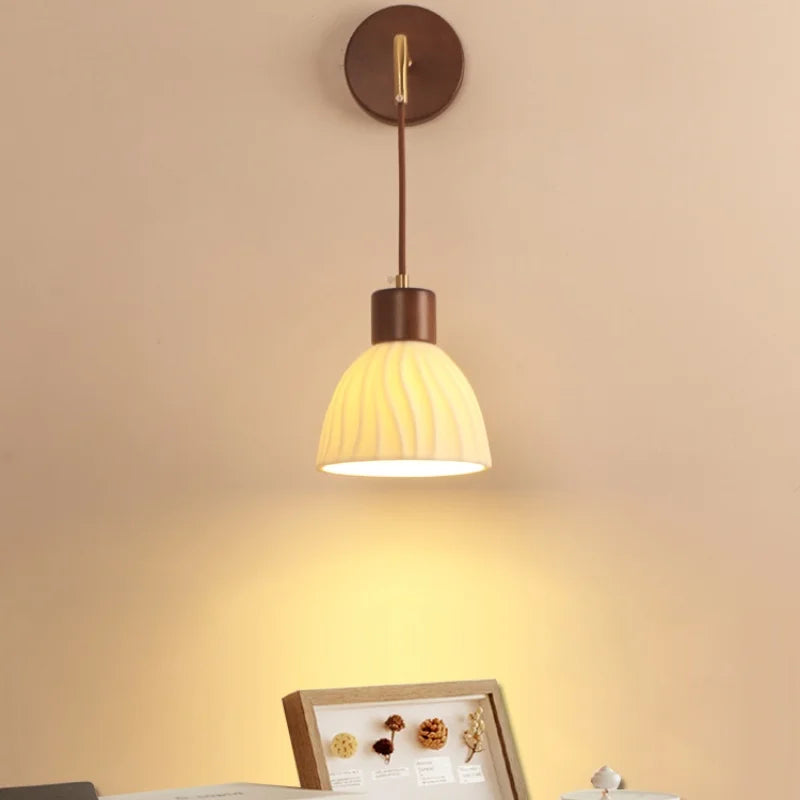 DecorBites™ Adjustable LED Wall Light Fixture with Ceramic Wood Base for Home Decor