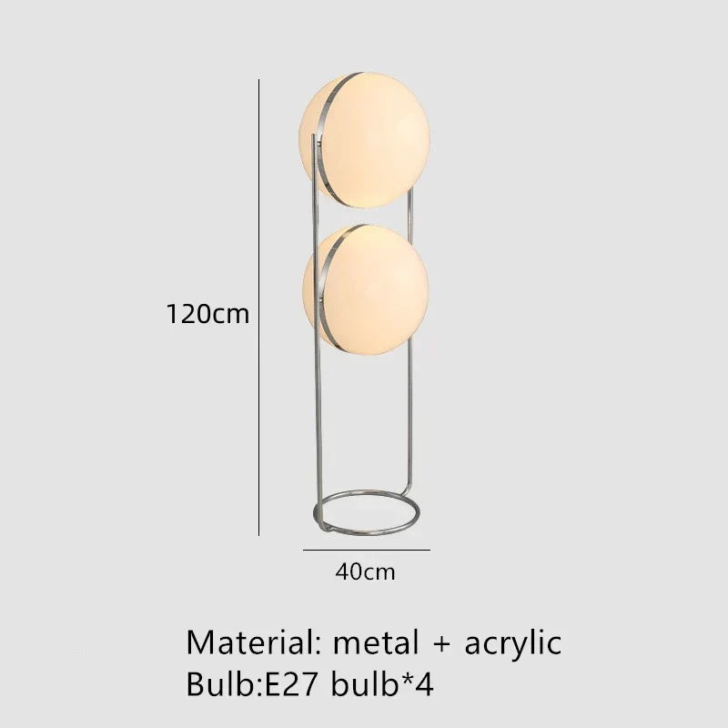 مصباح أرضي LED DecorBites™ من المعدن الكرومي لغرفة المعيشة مع كرة أكريليك بيضاء