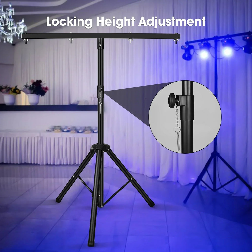 DecorBites™ Adjustable Tripod Stand with Top T Bar for Pro Audio DJ Lighting Fixtures
