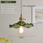 Vintage Green Glass Pendant Light With Brass Finish
