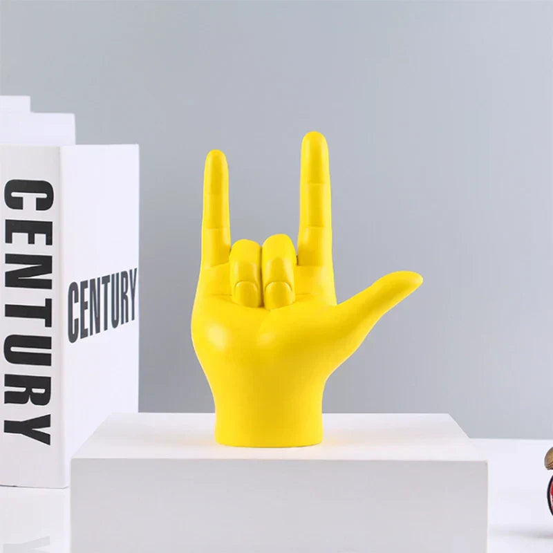 DecorBites™ Abstract Hand Love Sculpture: Nordic Style Resin Figurine for Home Decor