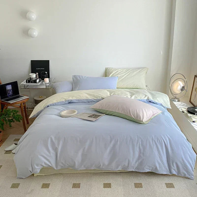 DecorBites™ Cotton Queen Bedding Set: Duvet Cover, Sheets, Quilt Cover, Pillow Covers -Soft & Comfortable