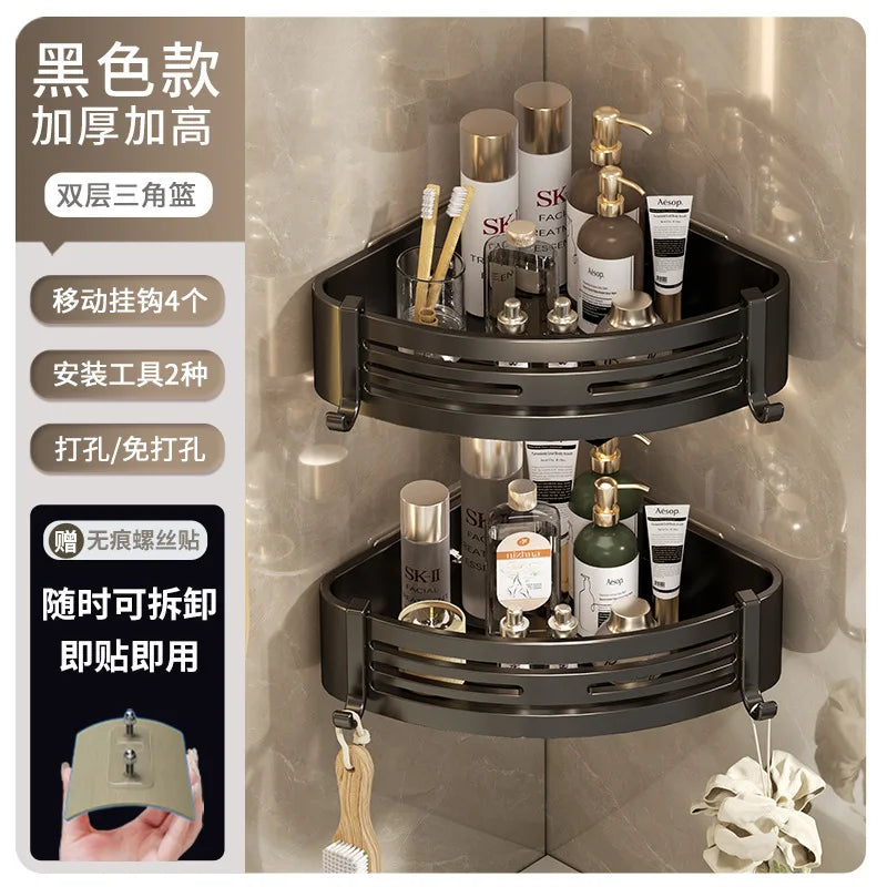 DecorBites™ Corner Shelf Organizer: Wall Mounted Storage Rack for Bathroom and Kitchen