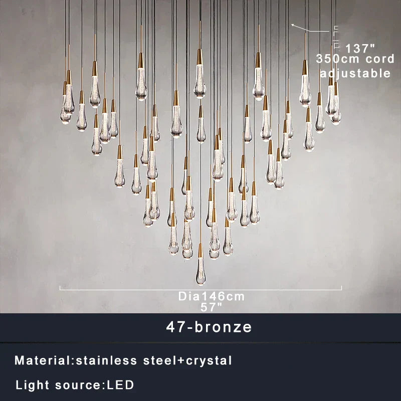 DecorBites™ Crystal Water-drop Ceiling Chandelier, Elegant Dining Room Décor.