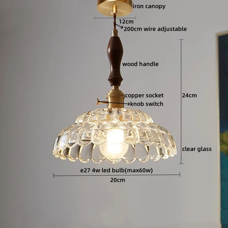 DecorBites™ Clear Glass Pendant Lamp Japanese Style LED Hanging Lights
