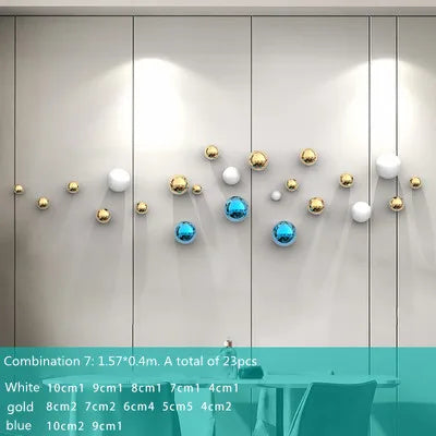 DecorBites™ كرات ذهبية معلقة للحائط، حِرف كروية، ديكور غرفة، قلادات عرض