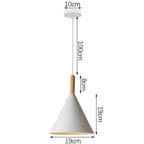 Nordic White Iron Pendant Light With Wood Accent
