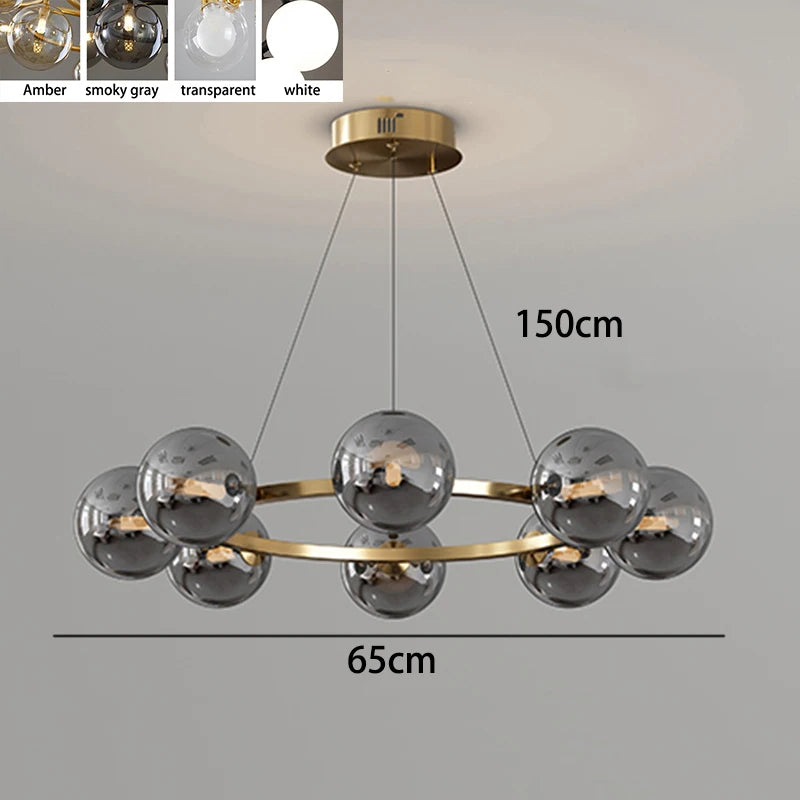 Contemporary Multi-Head Acrylic Glass Pendant Chandelier
