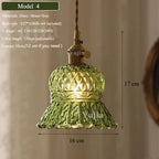 Vintage Green Glass Pendant Light With Brass Finish