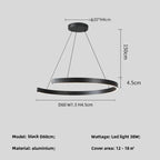 Modern Ring LED Pendant Light in Black or White