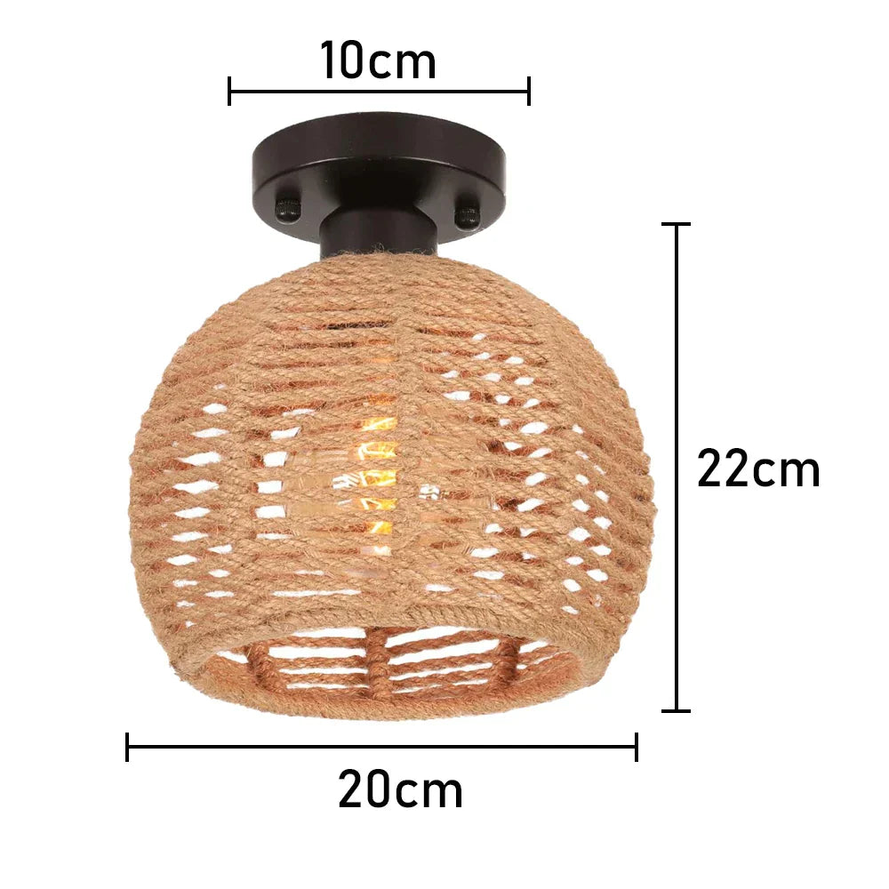ثريا سقف بحبل القنب من DecorBites™ لغرفة النوم وغرفة المعيشة والمطبخ LED
