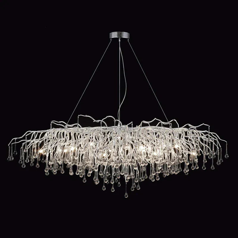 DecorBites™ Crystal Water Drop Branch Chandelier: Luxury LED Lighting for Hall, Living Room, or Bar
