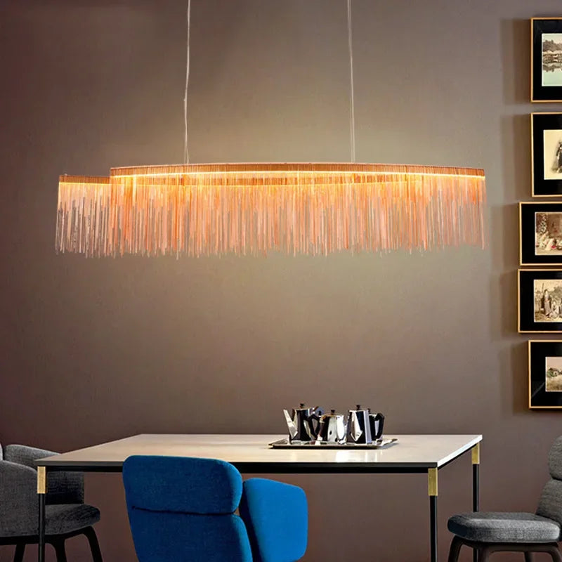 ثريا شرابة ألمنيوم LED من DecorBites™: إضاءة متدلية حديثة بتصميم الشلال لغرفة المعيشة والفنادق والقاعات