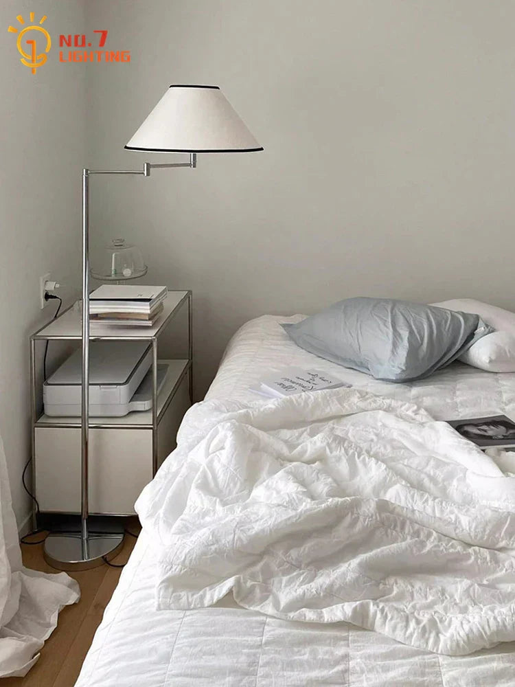 DecorBites™ Cream Rocker Arm LED Floor Lamp for Modern Living Spaces