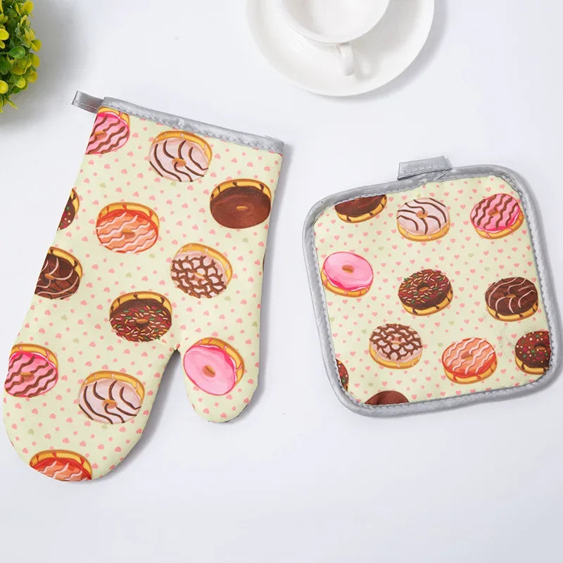 DecorBites™ Cotton Kitchen Baking Microwave Gloves for Heat Resistant Baking Oven Safety