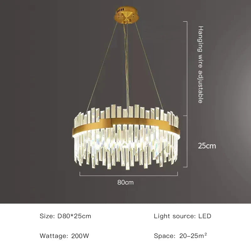 DecorBites™ Full Spectrum Gold Crystal Chandelier: Modern Luxury for Living Room, Bedroom, Dining Room