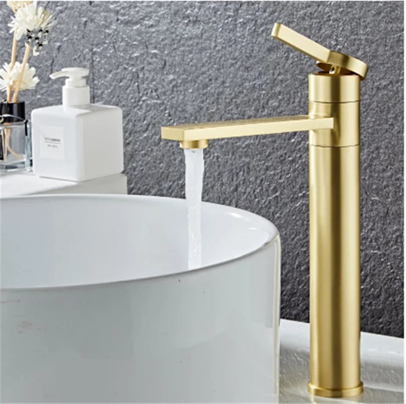DecorBites™ Gold Solid Brass Bathroom Basin Faucet Mixer Sink Tap