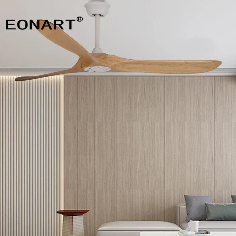 DecorBites™ 60" Solid Wood DC Ceiling Fan Without Light & Remote Control
