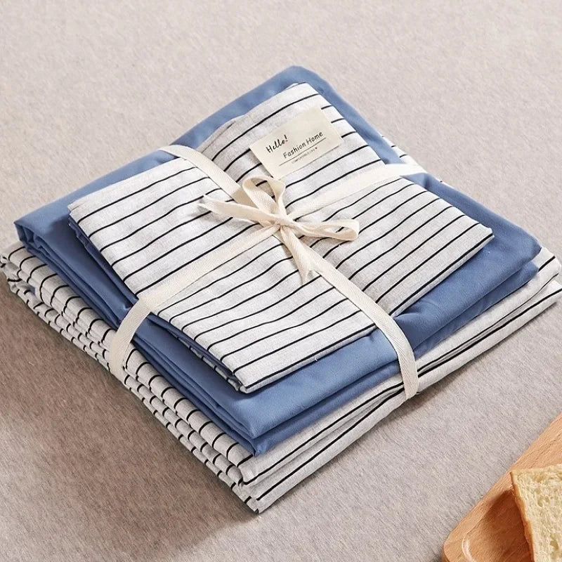 Parure de lit DecorBites™ à imprimé quadrillé japonais en coton lavé pour le confort estival
