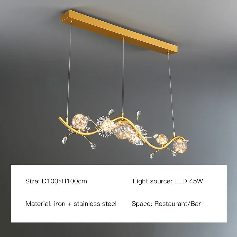 ثريا DecorBites™ الكروية الذهبية الكريستالية LED لغرفة المعيشة وغرفة النوم وغرفة الطعام والمطبخ الحديثة