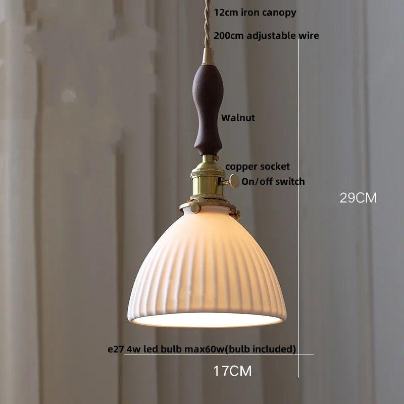 DecorBites™ Ceramic LED Pendant Lamp, Modern Nordic Design, Adjustable 2m Wire, White Finish